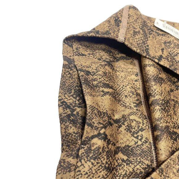 Snakeskin Gym Shorts Black and Brown Snake Print Workout Yoga Bottoms, Small New - Picture 4 of 9